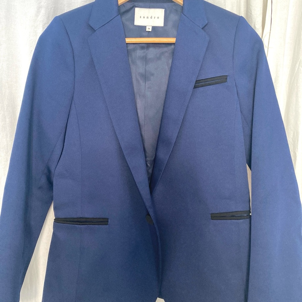 Sandro Royal Blue Blazer with Black Trim